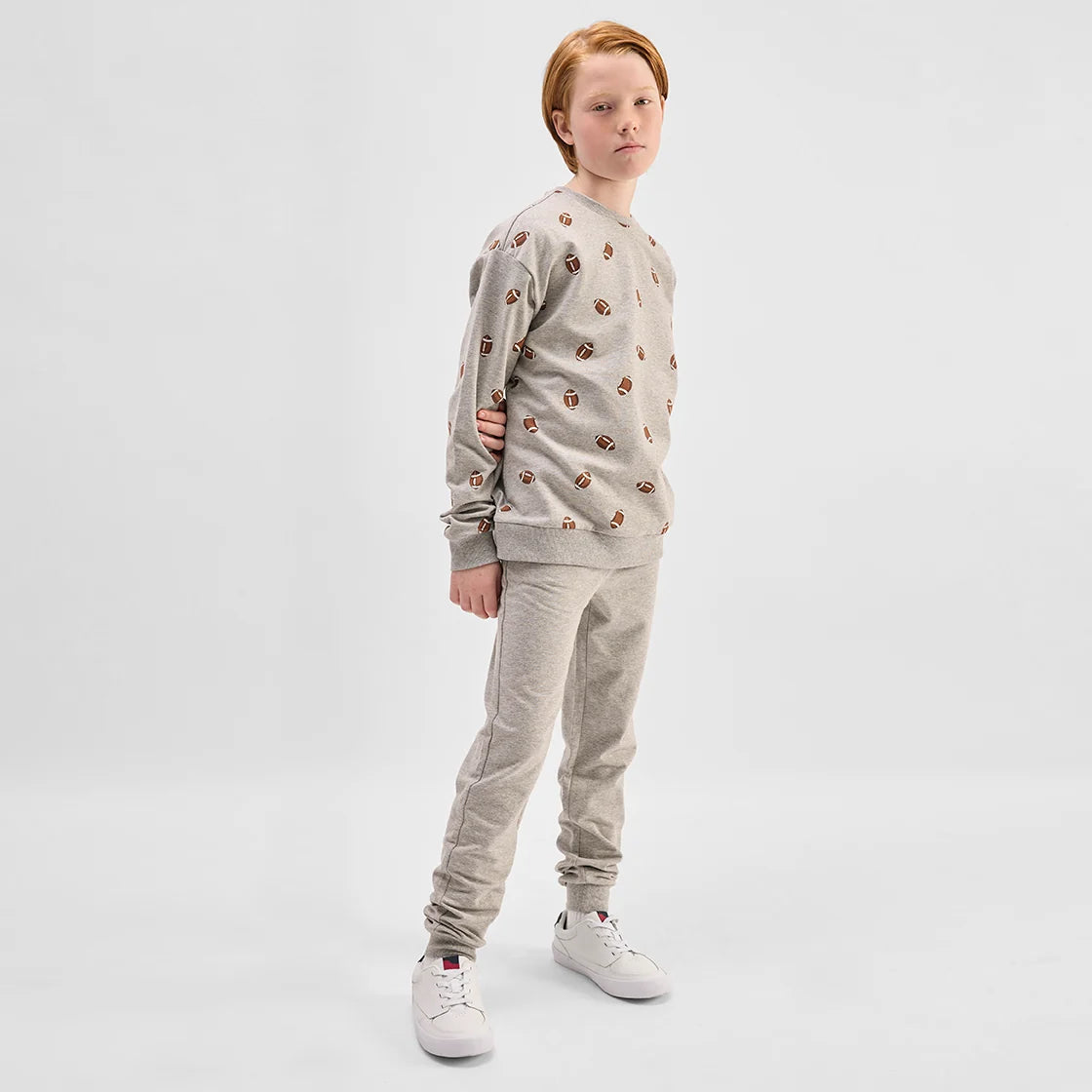 Football Print on Grey Mix Sweatshirt
