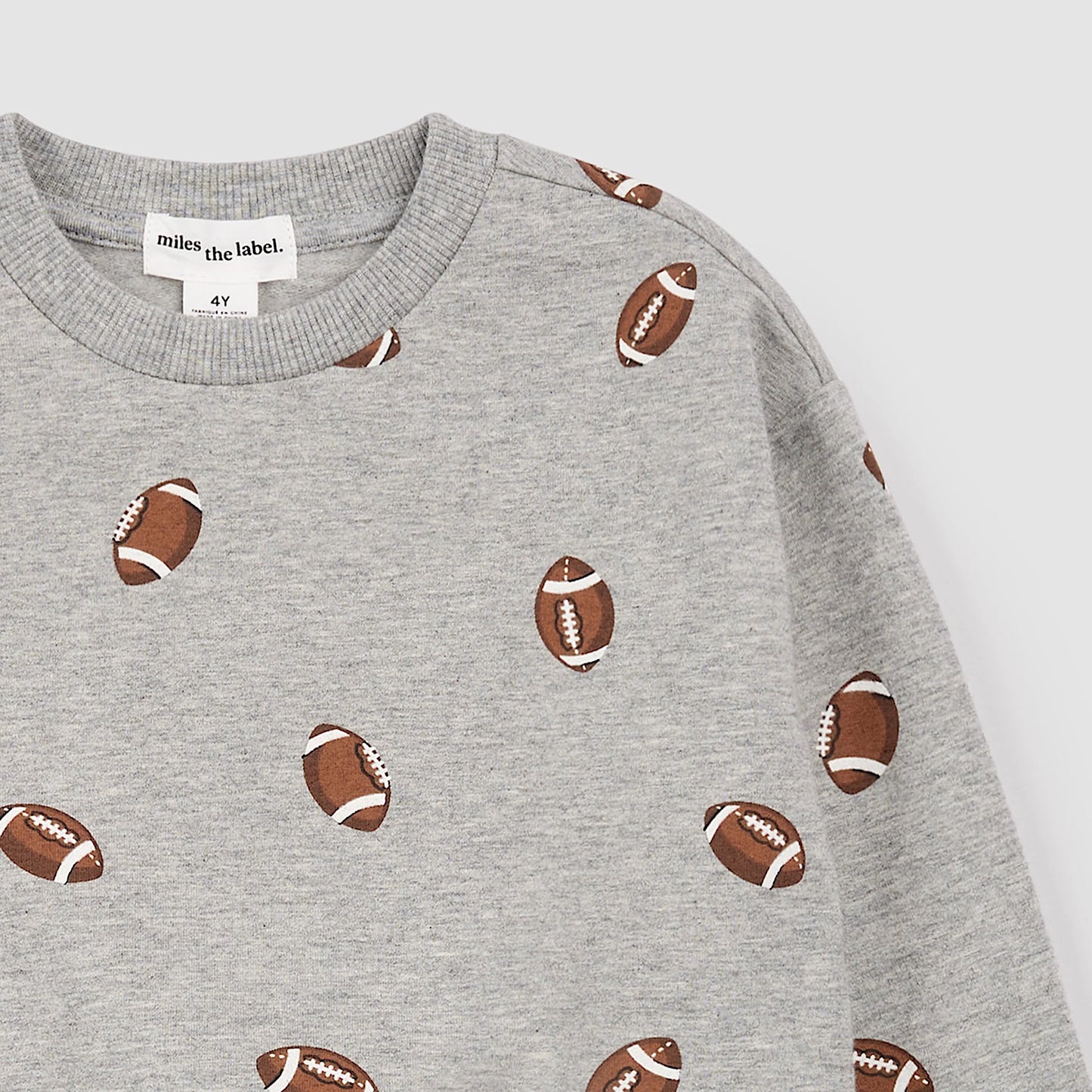 Football Print on Grey Mix Sweatshirt