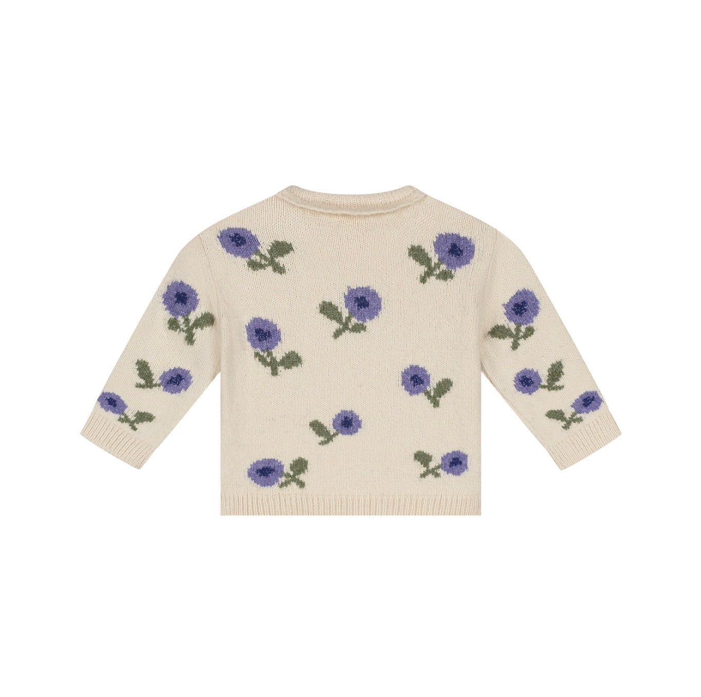 Purple Floral Ruffle Sweater