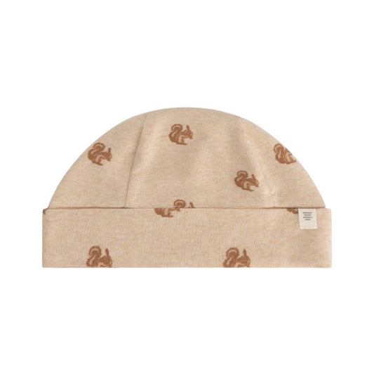 Squirrel Beige Ribbed Hat