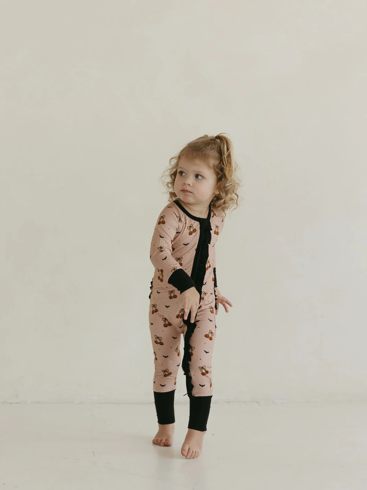 Pumpkin Cherries | Bamboo Ruffle Zipper Pajamas