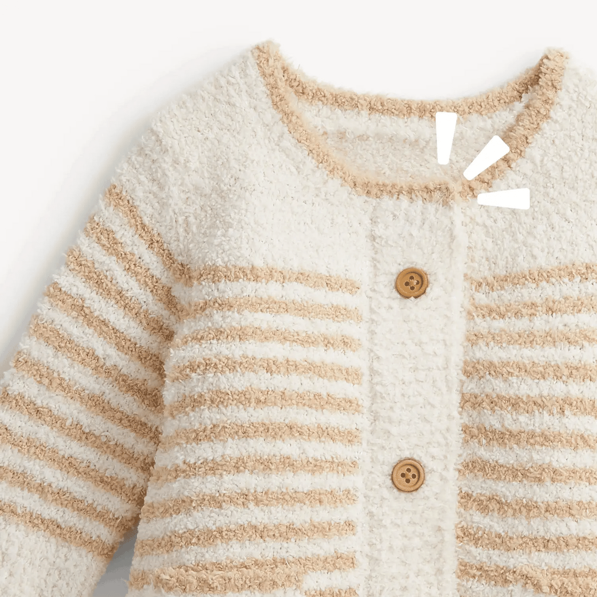 Baa Baa Stripe Cream Chenille Magnetic Sweater Romper