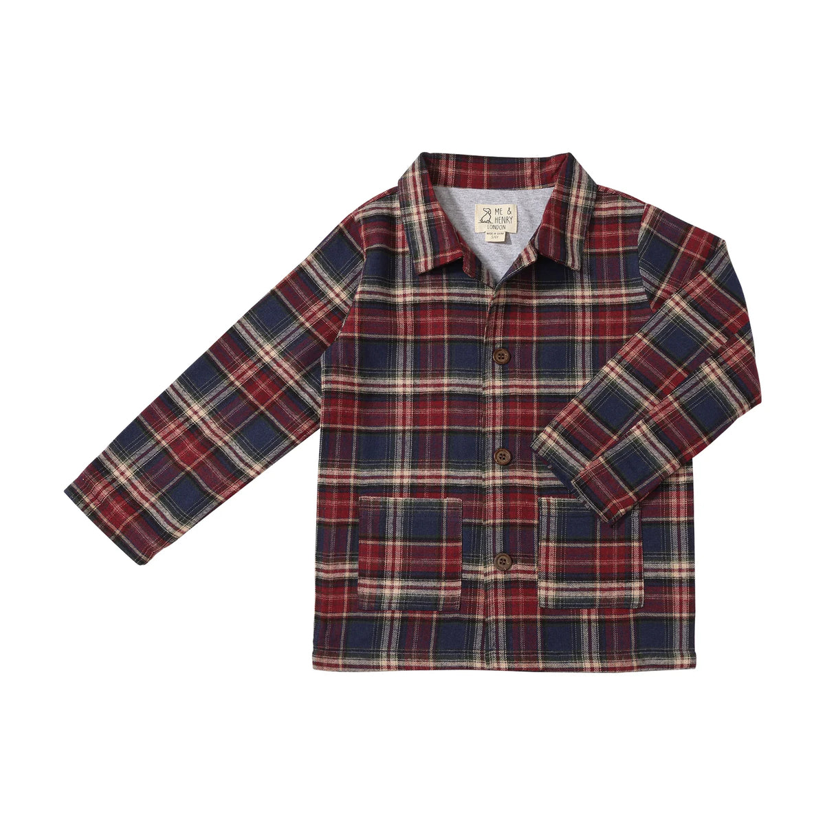 WELLFORD BURGUNDY MULTI PLAID SHACKET