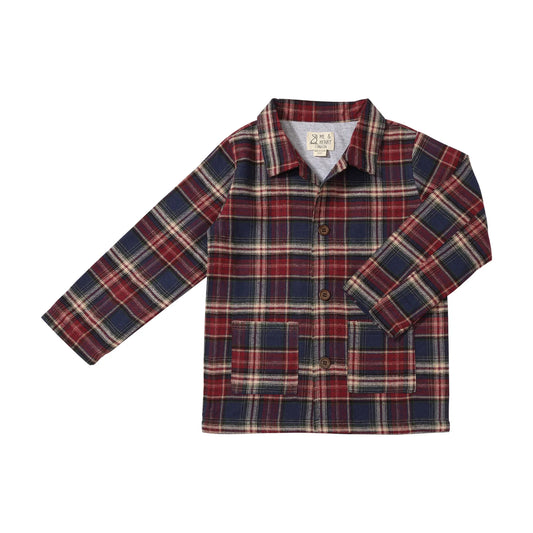 WELLFORD BURGUNDY MULTI PLAID SHACKET