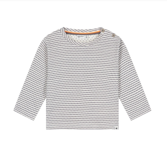 White & Grey Stripe Long Sleeve Tee