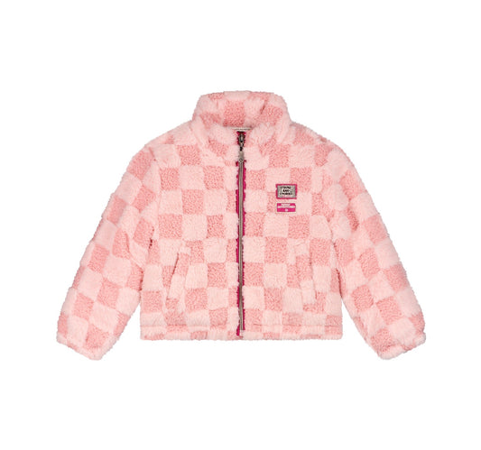 Pink Fuzzy Check Jacket