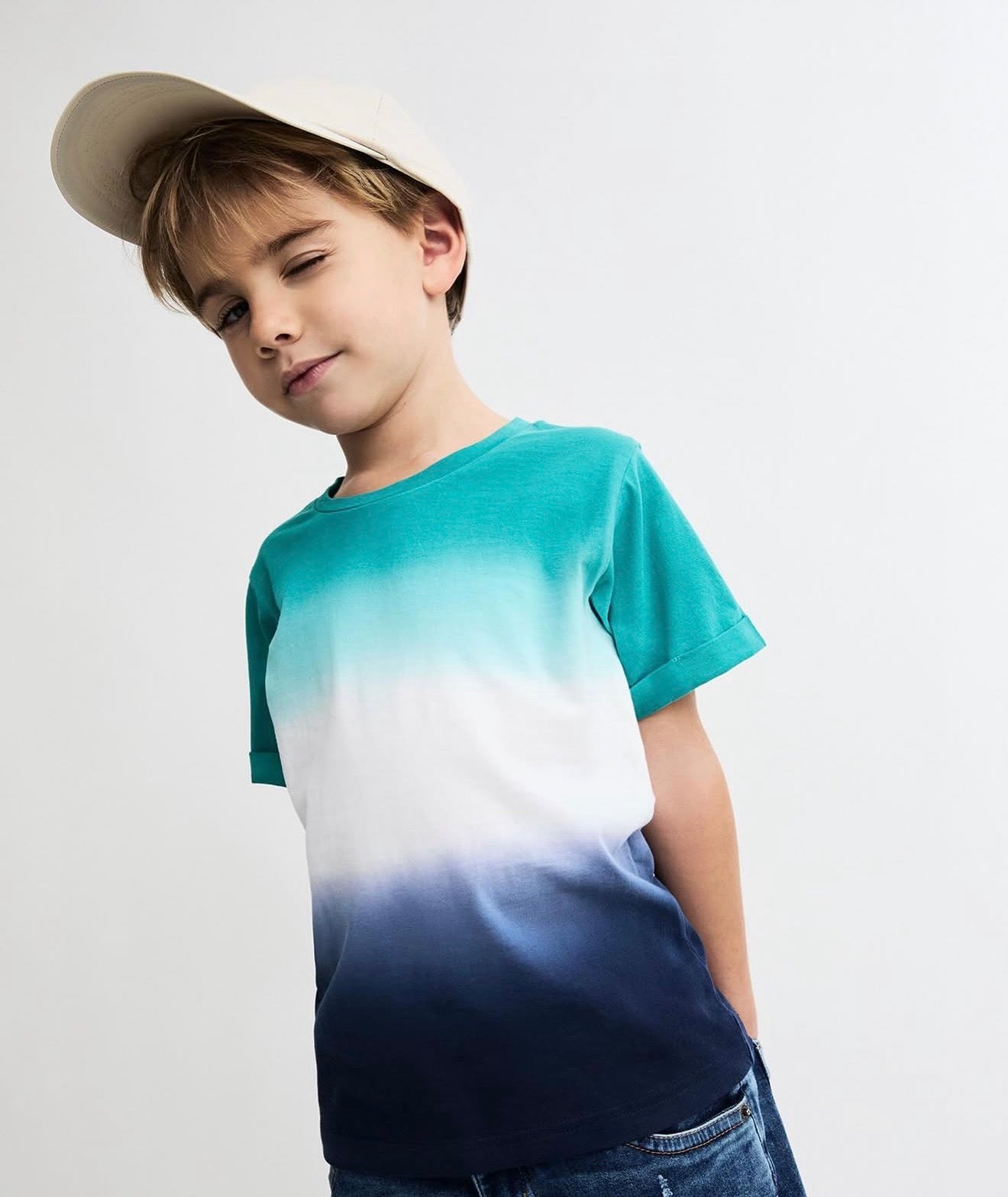 Teal & Navy Tie Dye Tee