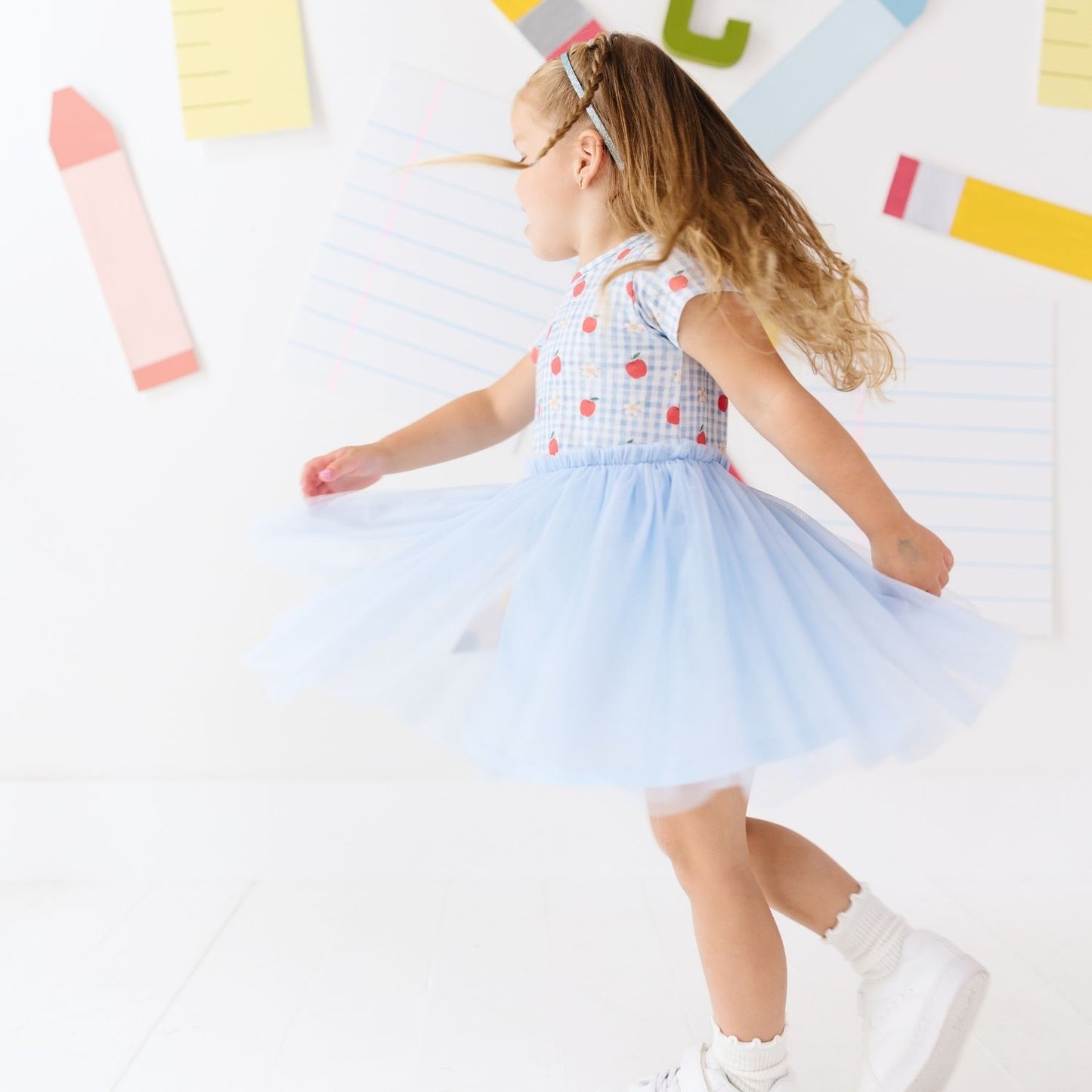 Apple Gingham Short Sleeve Tutu Dress