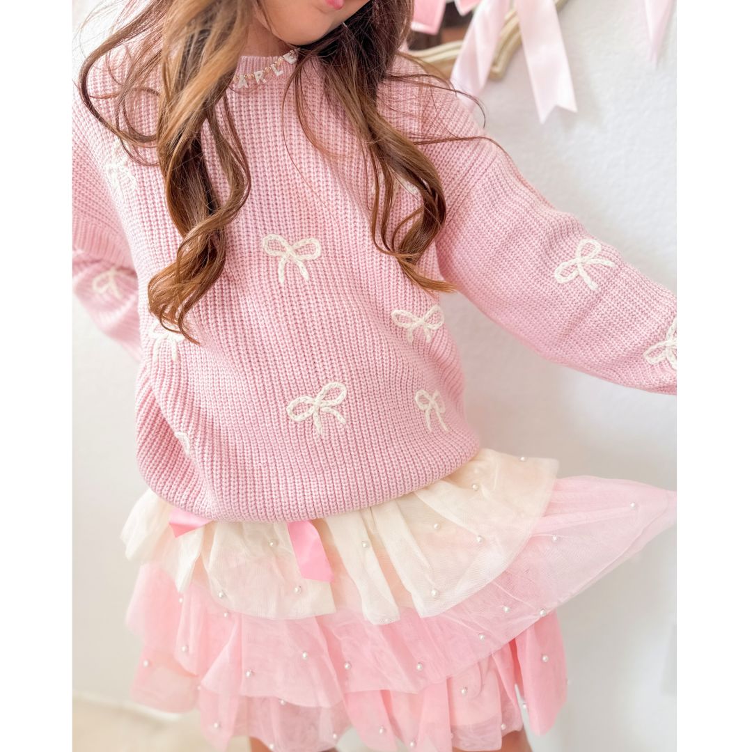 All Over Bows Knit Sweater