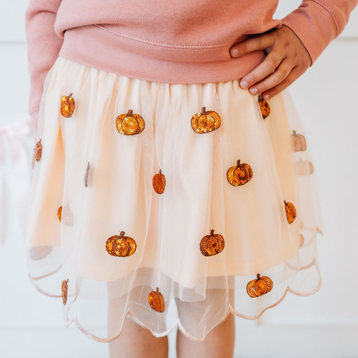 PUMPKIN SEQUIN SCALLOP TUTU SKIRT