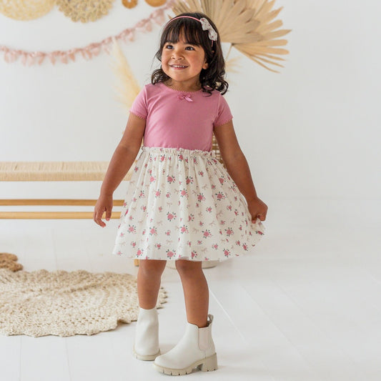 COQUETTE ROSE SHORT SLEEVE TUTU DRESS