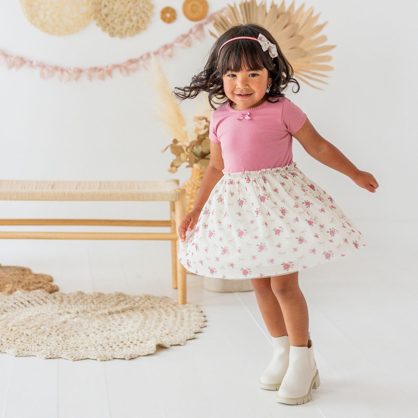 COQUETTE ROSE SHORT SLEEVE TUTU DRESS