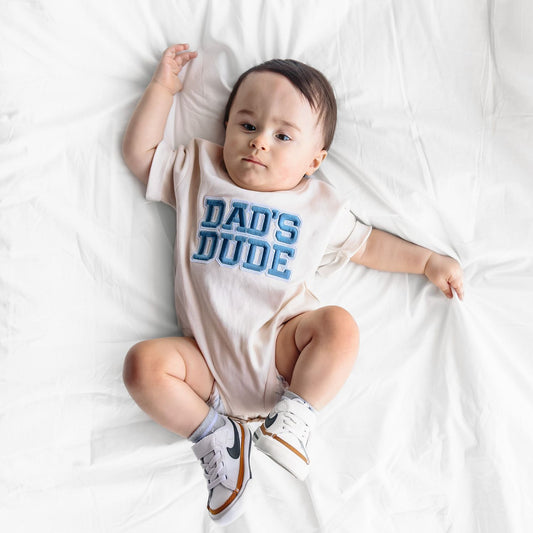Dad's Dude Patch Short Sleeve Romper - Natural