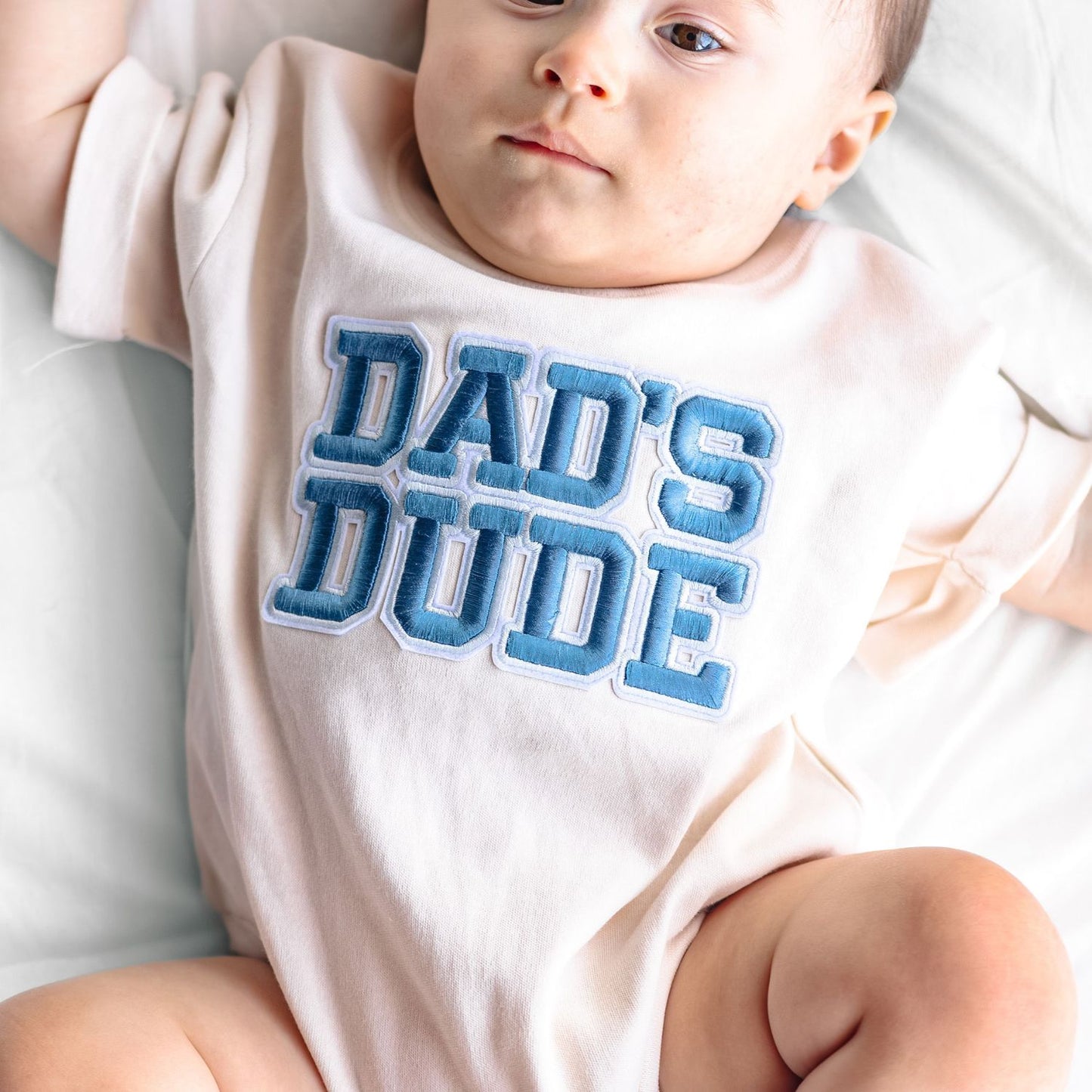 Dad's Dude Patch Short Sleeve Romper - Natural