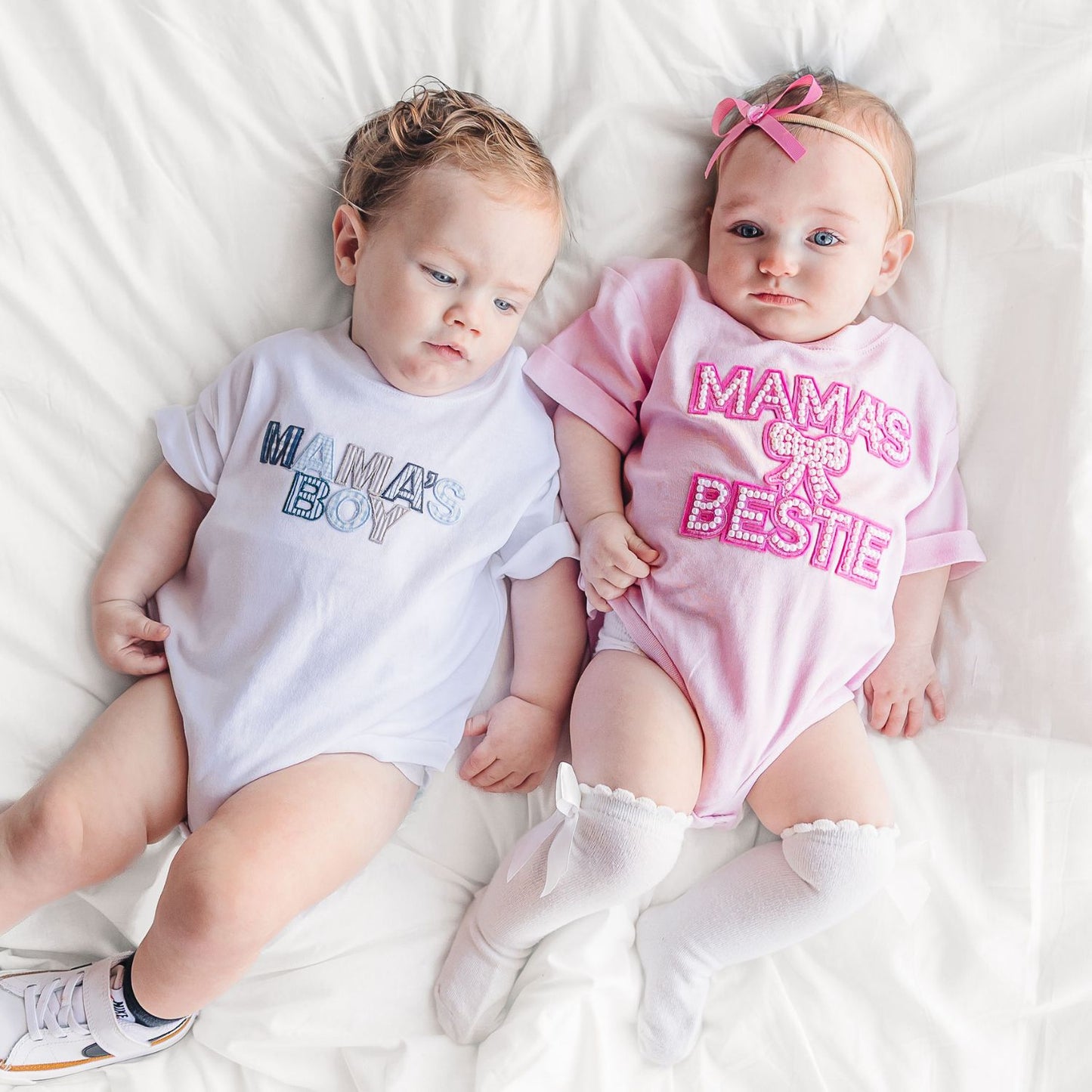 Mama's Bestie Pearl Patch Short Sleeve Romper - Ballet
