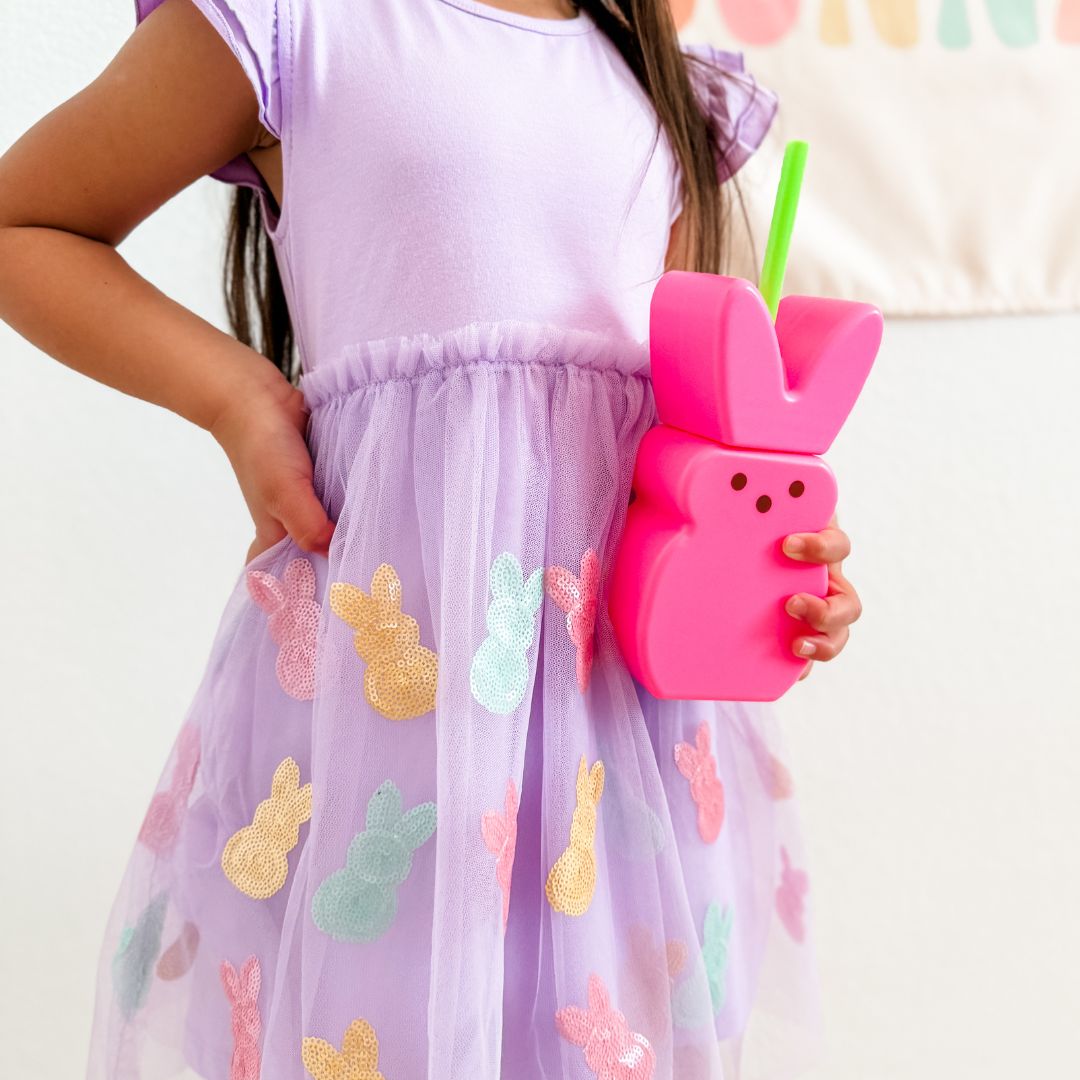 Easter Peeps Flutter Sleeve Tutu Dress