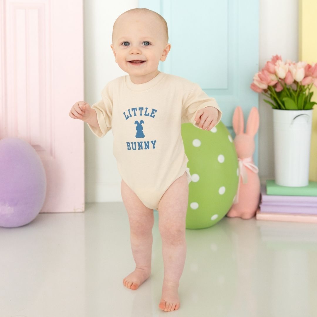 Little Bunny Steel Blue Short Sleeve Romper