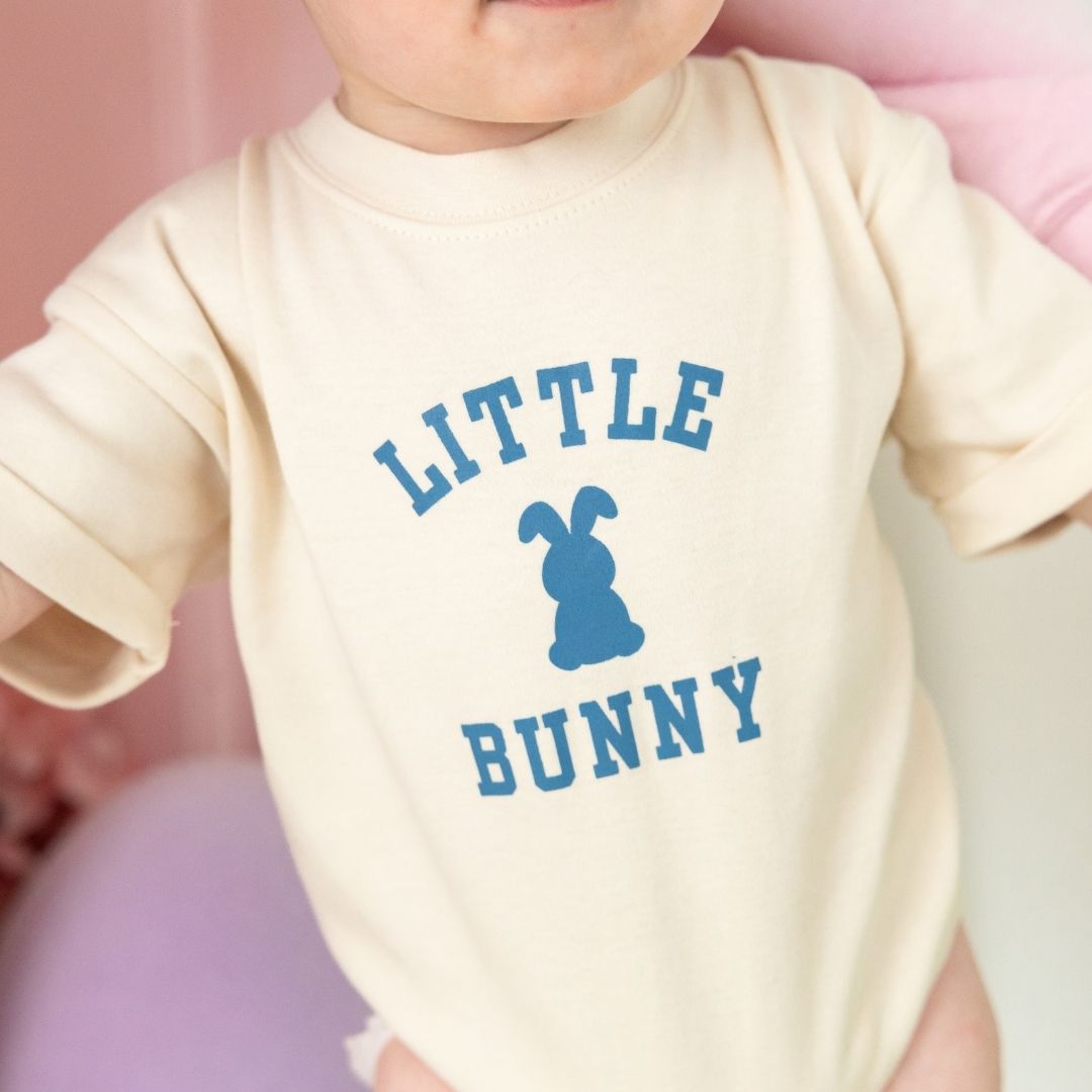 Little Bunny Steel Blue Short Sleeve Romper