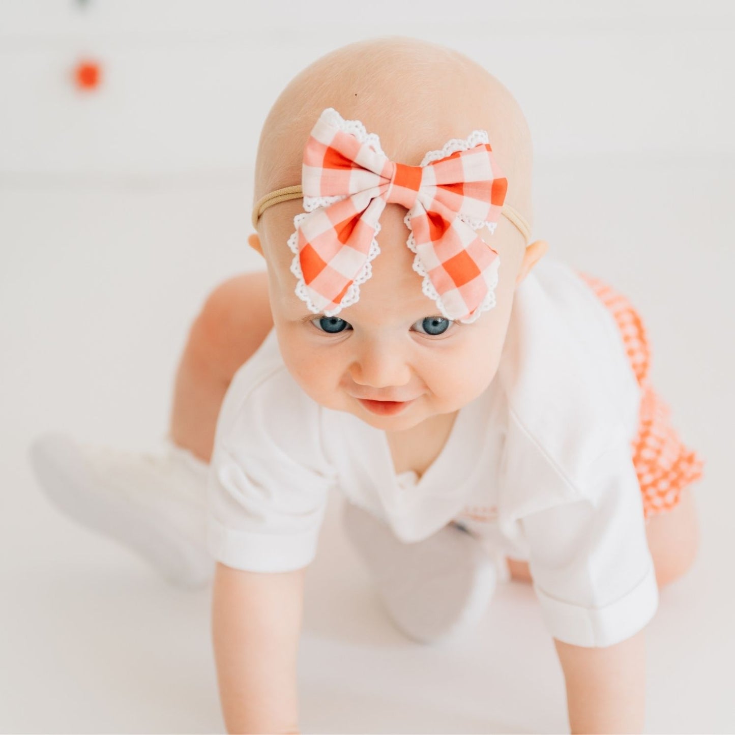 Red Gingham Bow Baby Headband