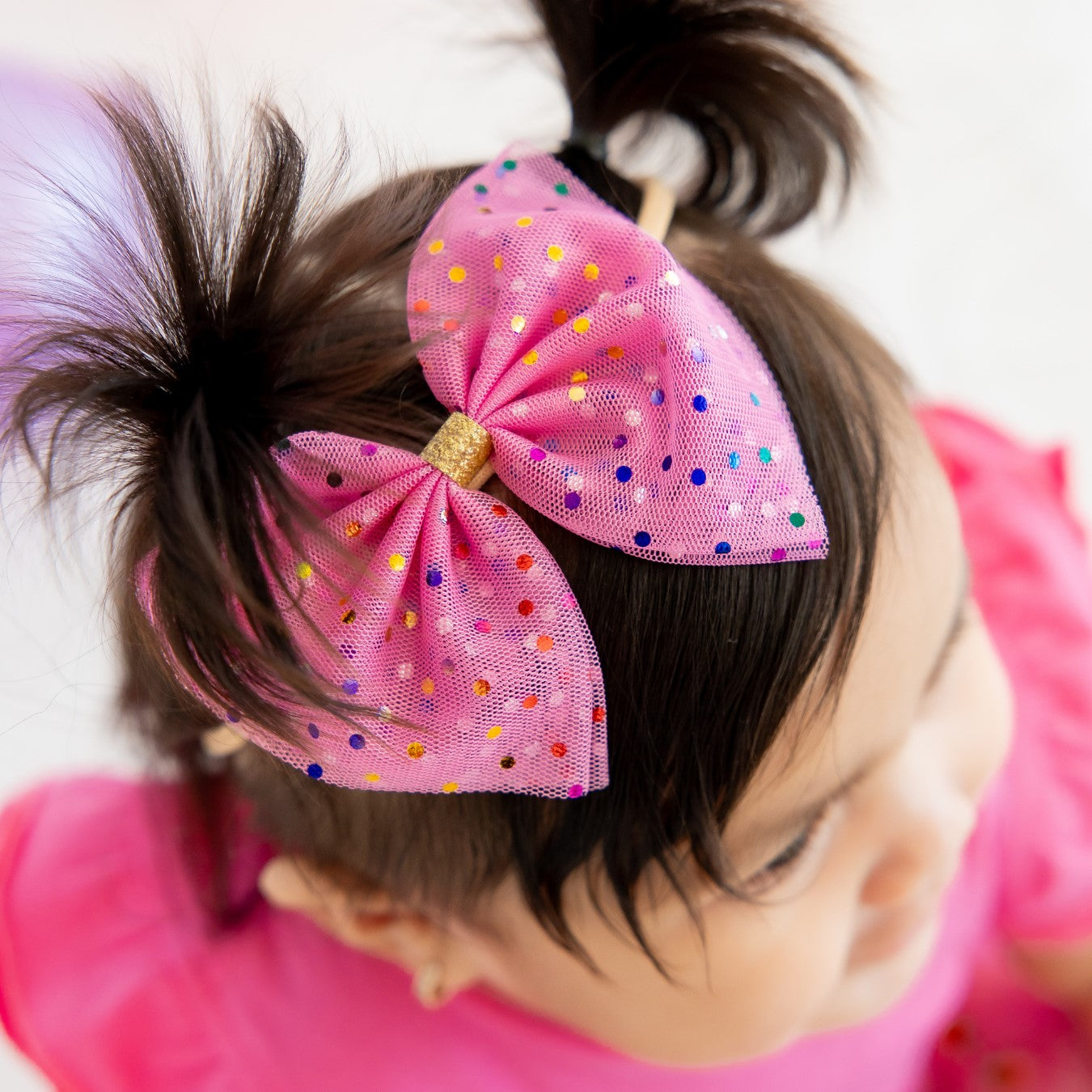 Raspberry Confetti Tulle Bow Headband