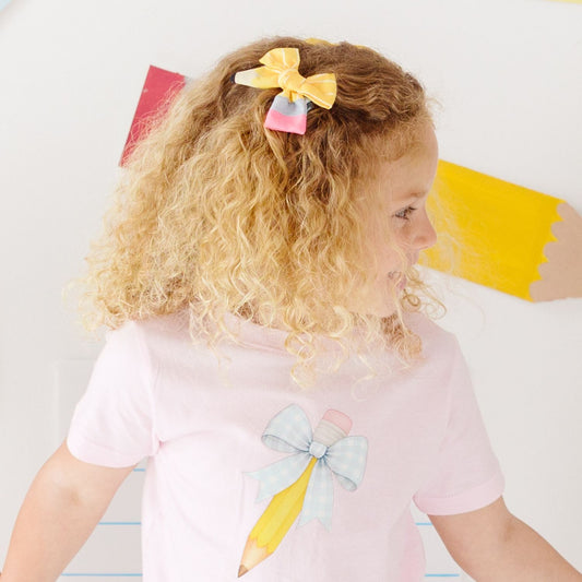 School Days Pencil Bow Clip Set