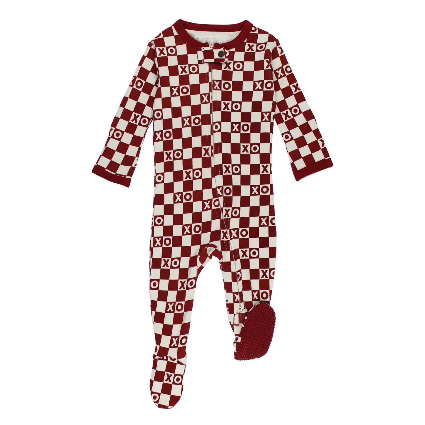 Crimson XO Checker Organic 2-Way Zippered Footie