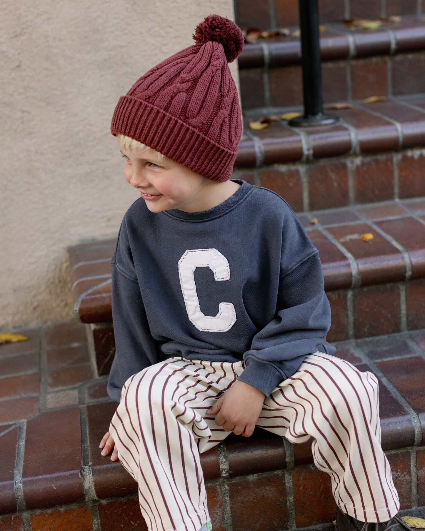 Relaxed Cargo Pant || Burgundy Pinstripe