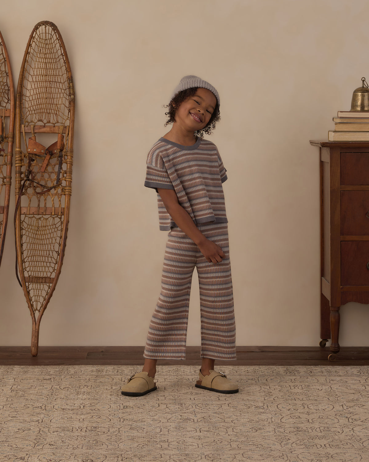 Knit Wide Leg Pant Multi-Stripe