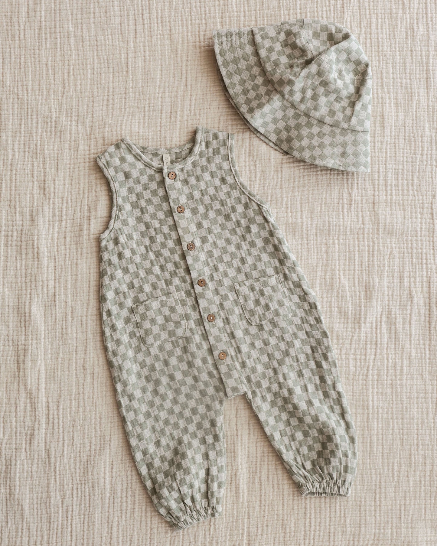 Woven Jumpsuit || Sage Check