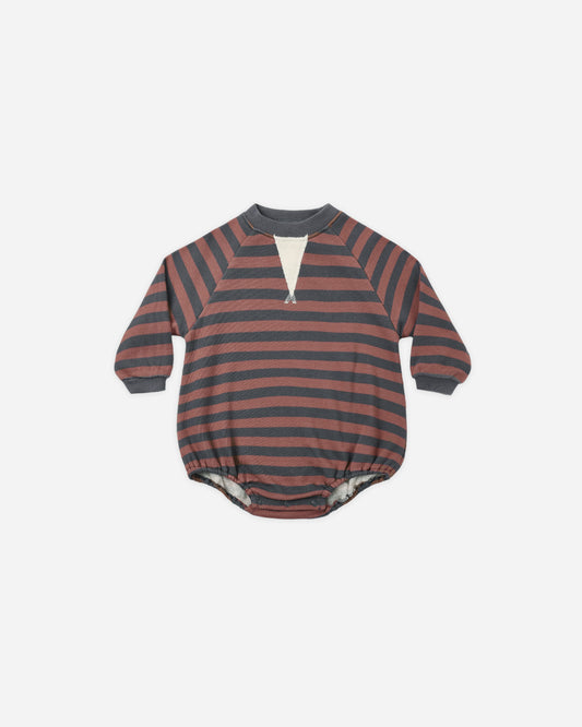 Crew Neck Romper Mulberry Stripe