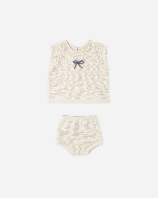 Scallop Knit Baby Set || Natural