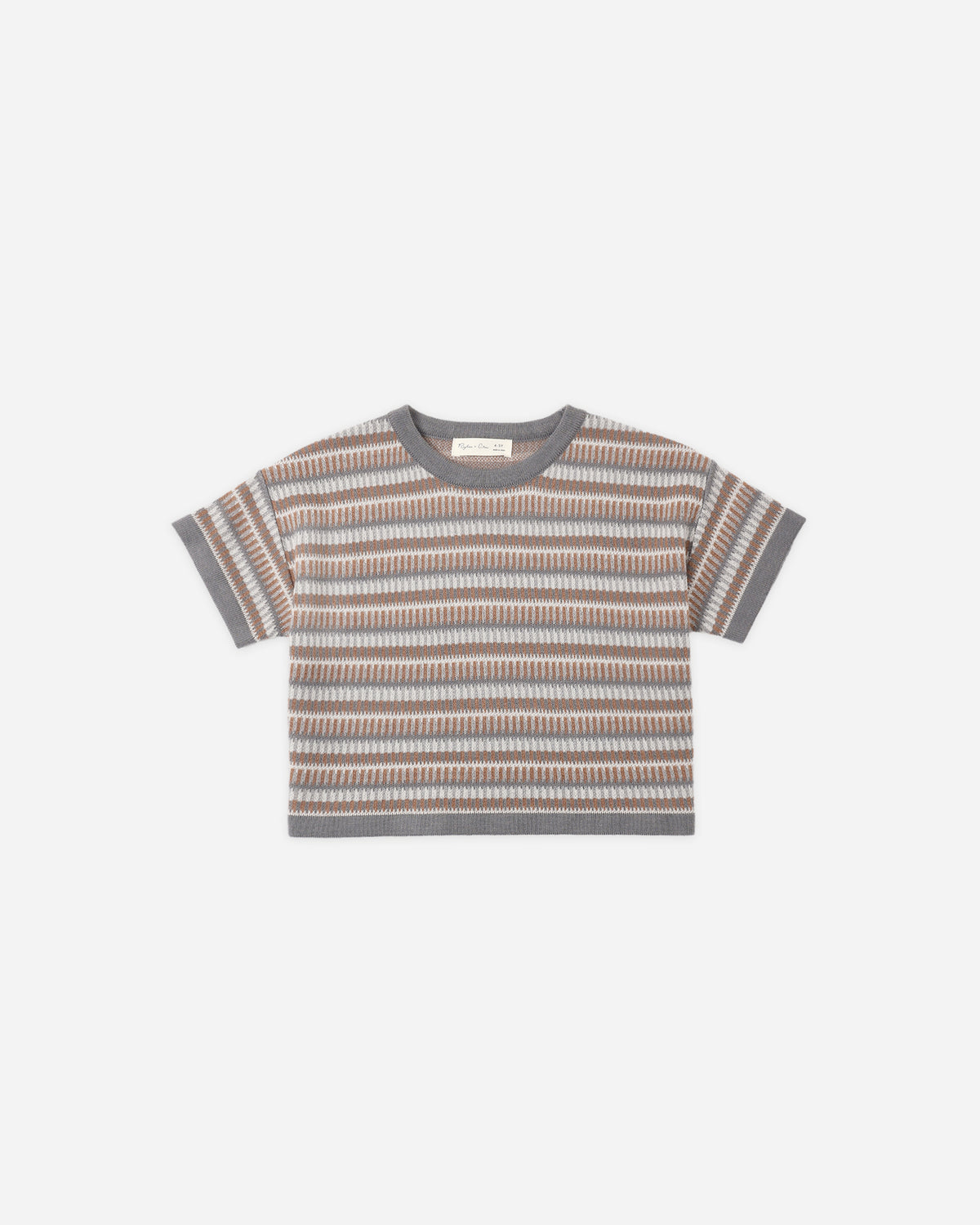 Boxy Crop Knit Tee Multi-Stripe