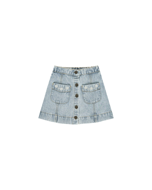 Denver Mini Skirt || Light Washed Denim