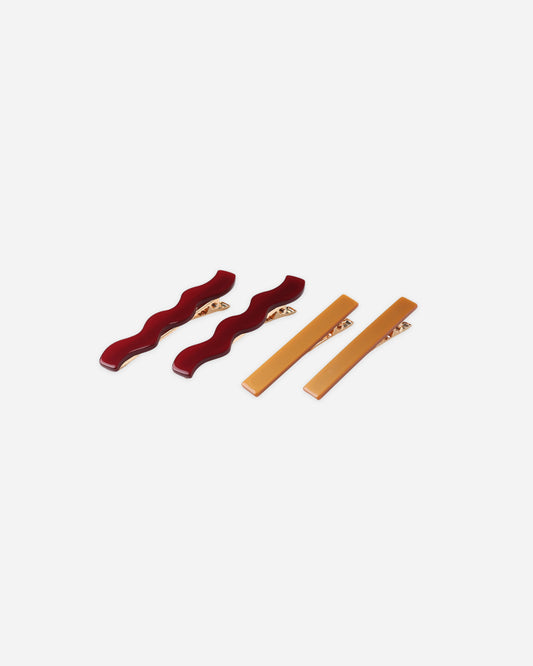 Wavy Clip Set | Burgundy, Golden