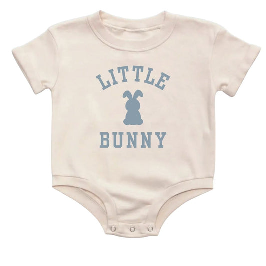 Little Bunny Steel Blue Short Sleeve Romper