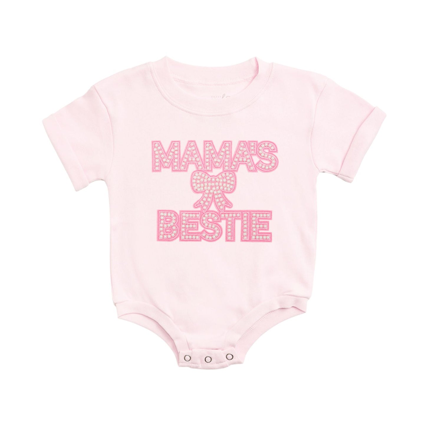 Mama's Bestie Pearl Patch Short Sleeve Romper - Ballet