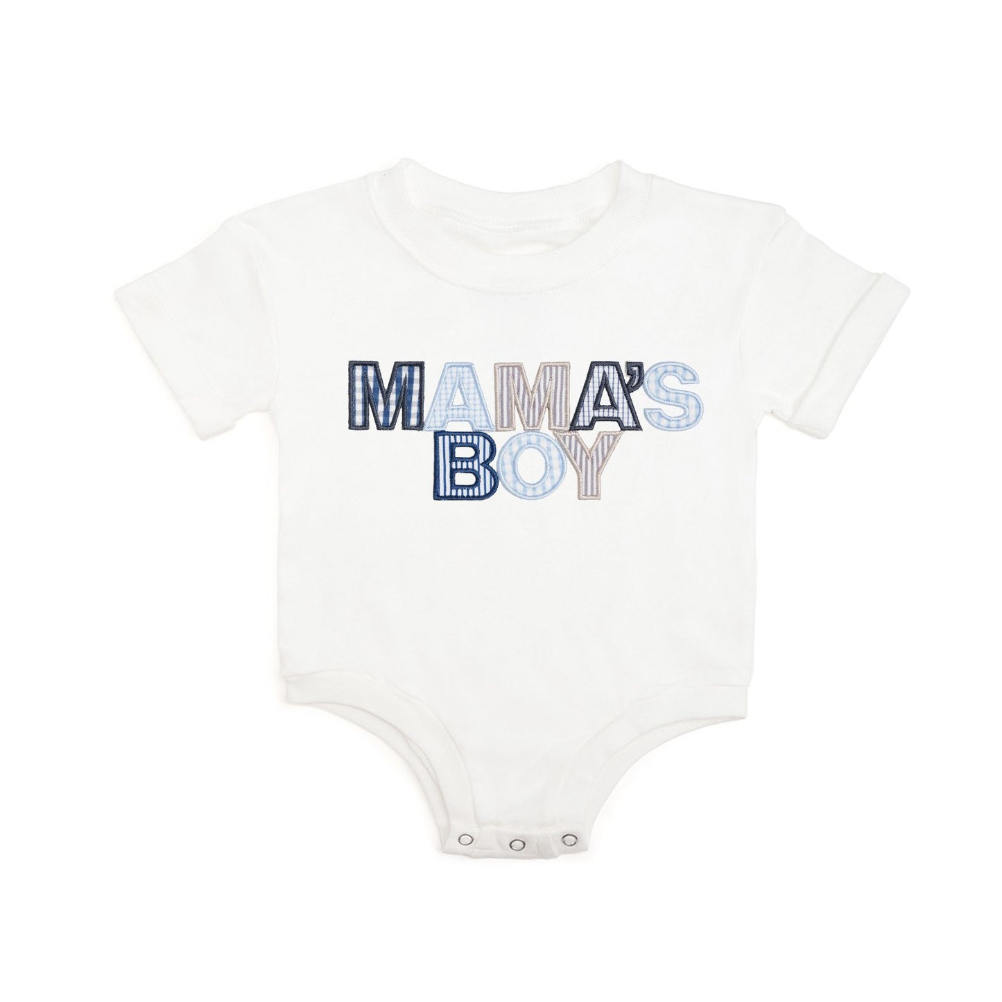 Mama's Boy Patchwork Short Sleeve Romper - White