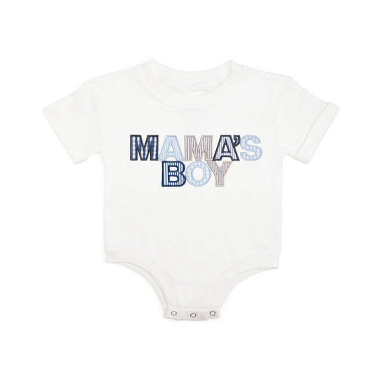 Mama's Boy Patchwork Short Sleeve Romper - White