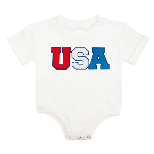 USA patch short sleeve romper