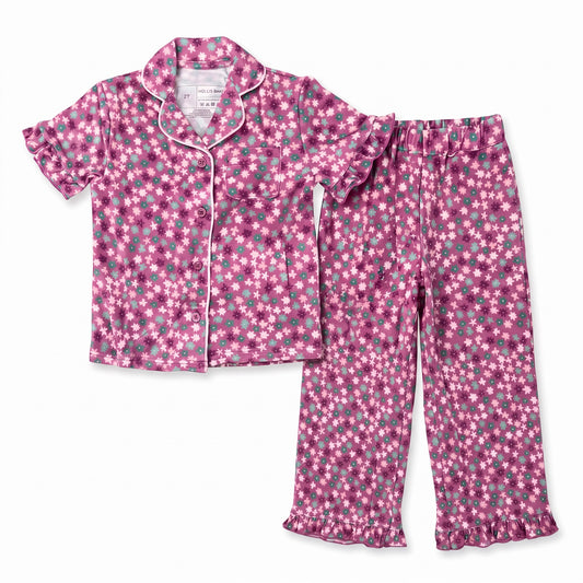 Ruﬀle Pant Set – Plum Ditsy Floral