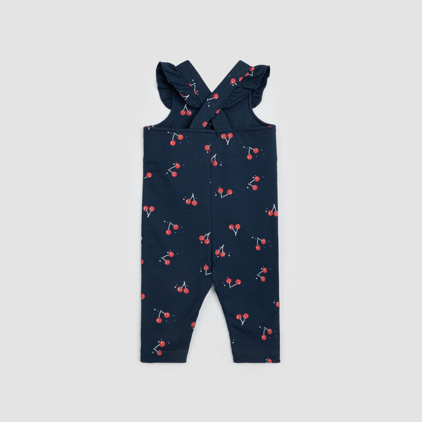 Cherry Print on Navy Sleeveless Baby Girl Playsuit