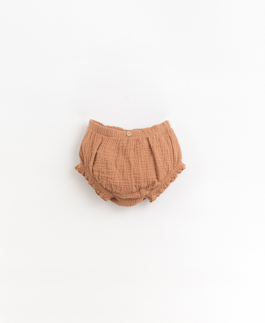 Organic cotton underpants with decorative coconut button - rust