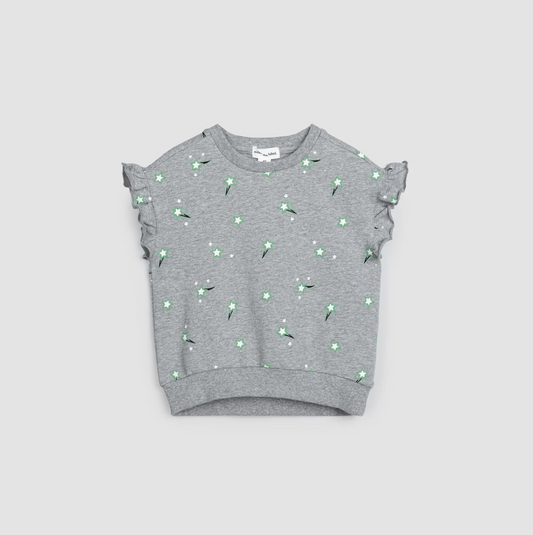 All Star Print on Heather Grey Girls' Terry Top