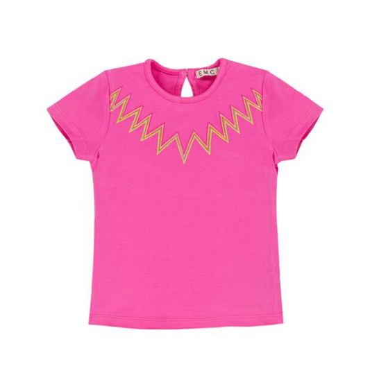 Hot Pink Neon Embroidered Tee