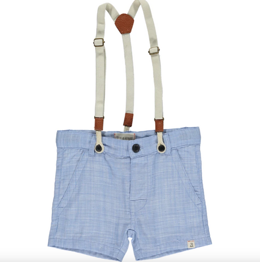 Captain Blue Heathered Shorts with Removable Straps