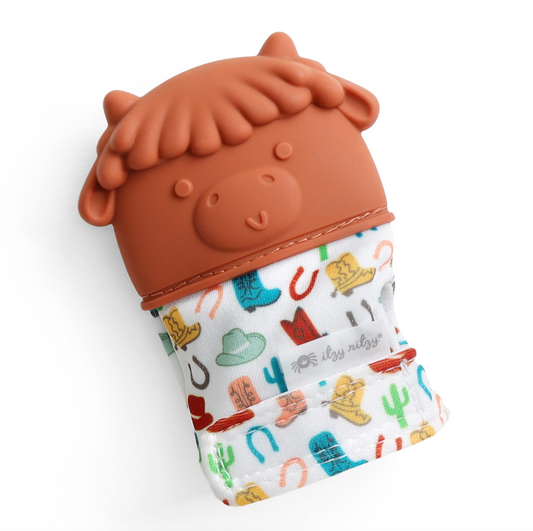 Itzy Mitt™ Silicone Teething Mitt - Highland Cow