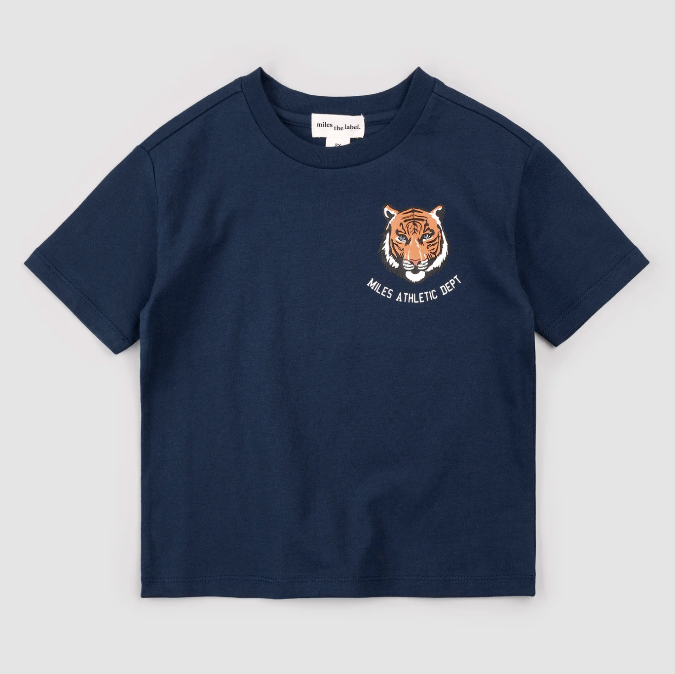 Miles Tiger Print on Dress Blue T-Shirt