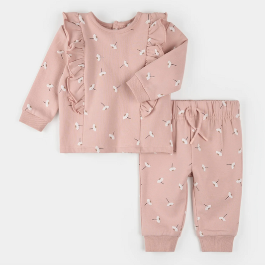 Daisy Print on Rose Outfit Set