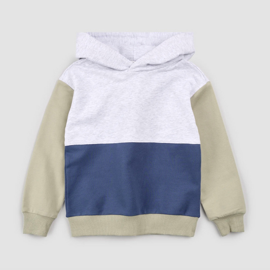 Miles Blue Color Block Hoodie
