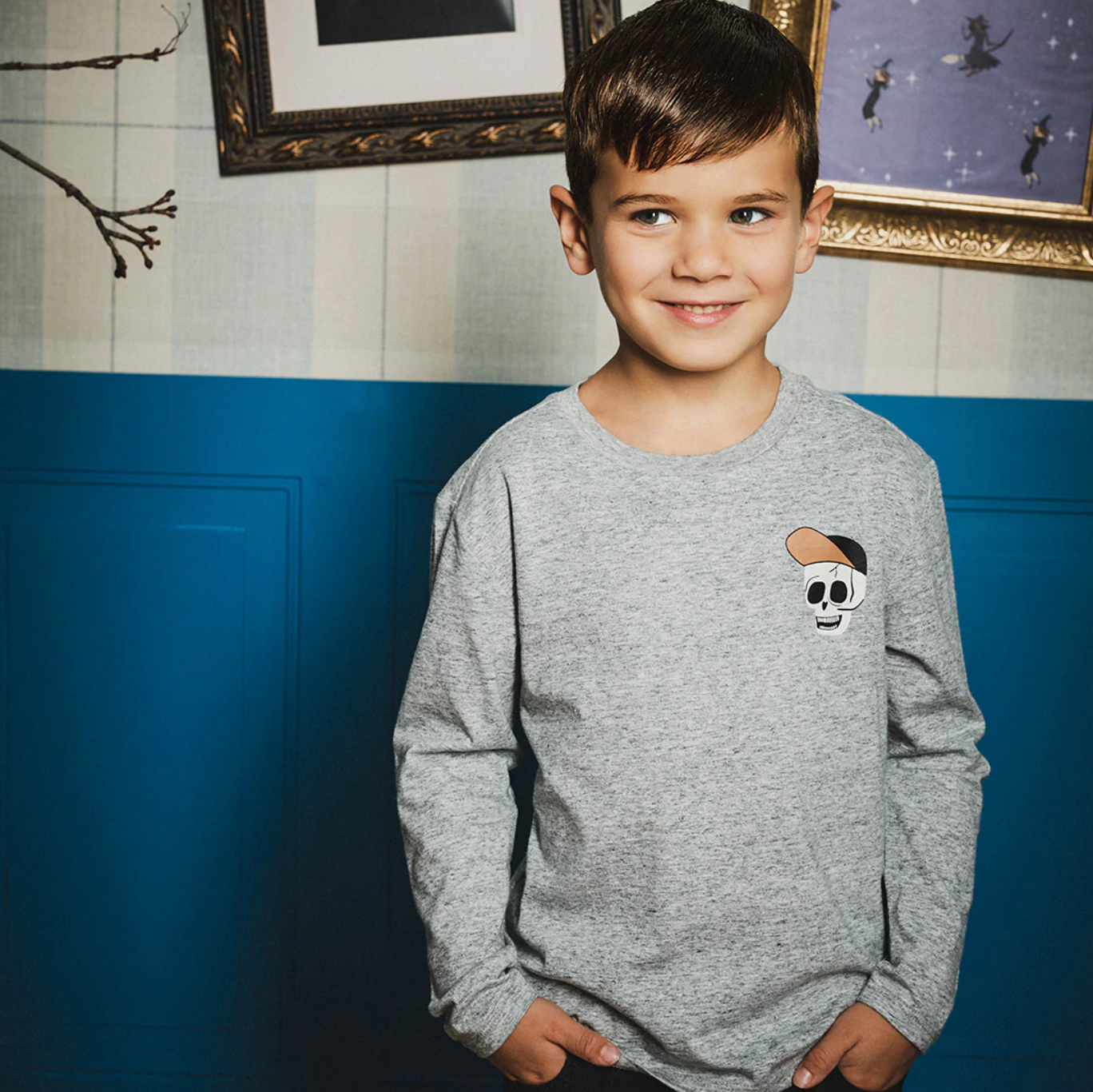 Skeleton Crew Glow-in-the-Dark Heather Grey Long-Sleeve Tee